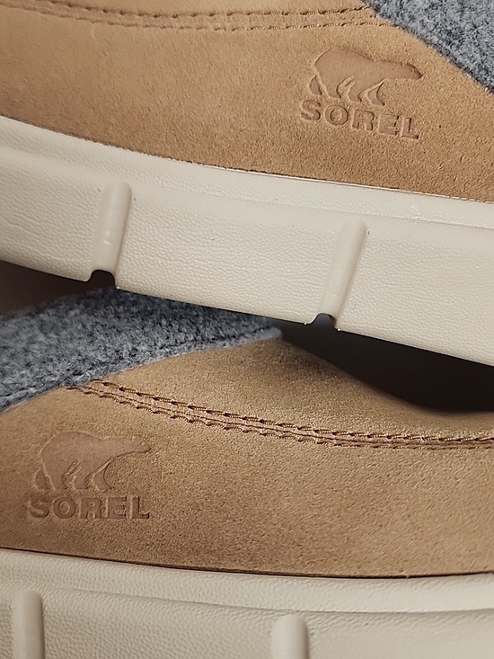 Sorel Men's Tan Suede Slip-On Loafers with Gray Collar Size10 Comfortable & cozy - Picture 7 of 8